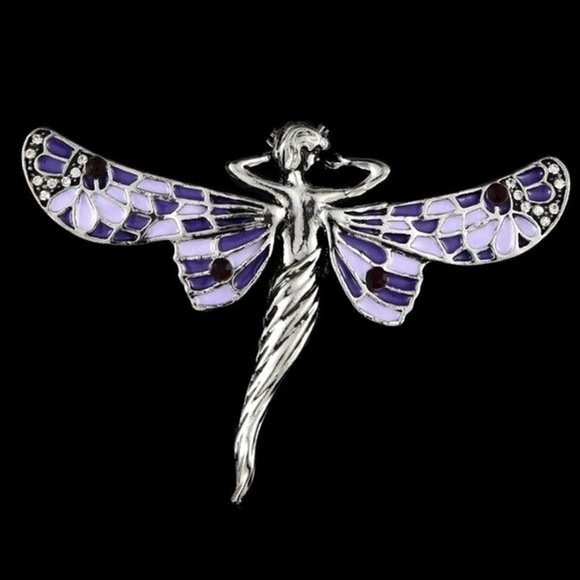 Lirrio's Closet Jewelry - Purple Enamel & Rhinestones Fairy Pendant NWT-